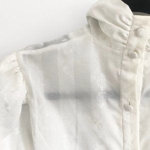 Vintage White Buttoned Turtleneck Blouse